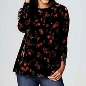 J. Jill Floral Velvet Long Sleeve Knit Top